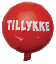 Folieballon m/Tillykke tryk Ø35 cm rød